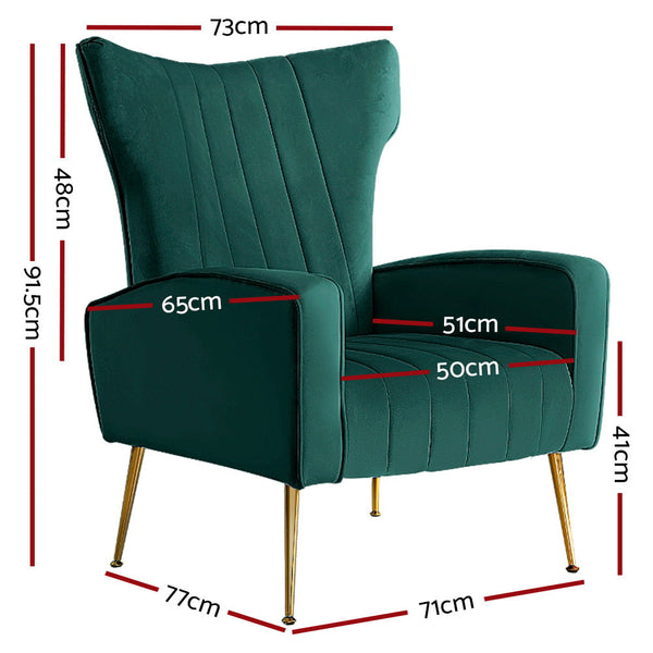 Artiss Armchair Green Velvet Kate Sofas Armchairs & Couches