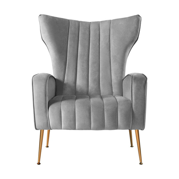 Artiss Armchair Grey Velvet Kate Sofas Armchairs & Couches