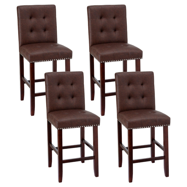 Artiss 4X Bar Stools Kitchen Dining Chairs Counter Pu Leather Wooden Ada Brown Benches Bar Stools