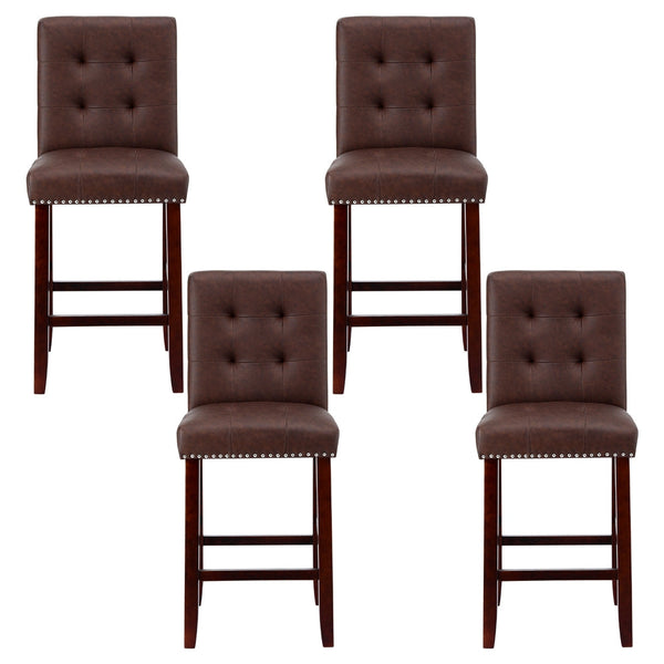 Artiss 4X Bar Stools Kitchen Dining Chairs Counter Pu Leather Wooden Ada Brown Benches Bar Stools