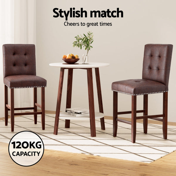 Artiss 4X Bar Stools Kitchen Dining Chairs Counter Pu Leather Wooden Ada Brown Benches Bar Stools