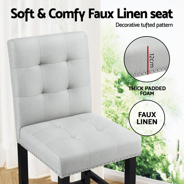 Artiss 2X Bar Stools Kitchen Dining Chairs Counter Fabric Stool Wooden Ada Grey Benches Bar Stools