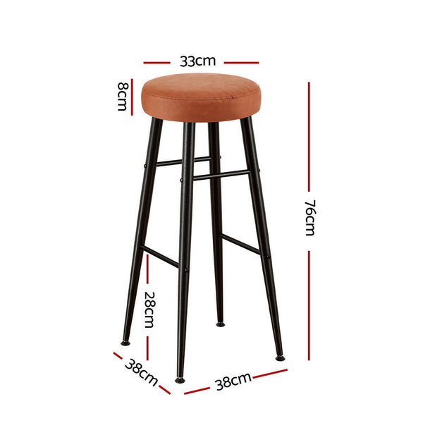 Artiss 2X Bar Stools Kitchen Dining Chairs Counter Round Pu Leather Lane Brown Benches Bar Stools