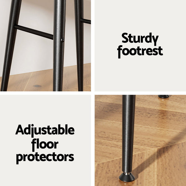 Artiss 2X Bar Stools Kitchen Dining Chairs Counter Round Pu Leather Lane Brown Benches Bar Stools