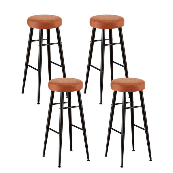 Artiss 4X Bar Stools Kitchen Dining Chairs Counter Round Pu Leather Lane Brown Benches Bar Stools