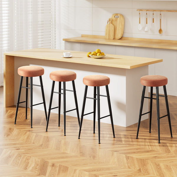 Artiss 4X Bar Stools Kitchen Dining Chairs Counter Round Pu Leather Lane Brown Benches Bar Stools