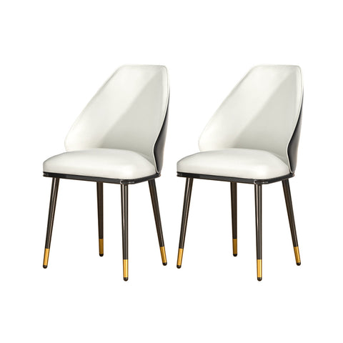 Artiss Set Of 2 Leather Seat Beige And Black Dining Chairs