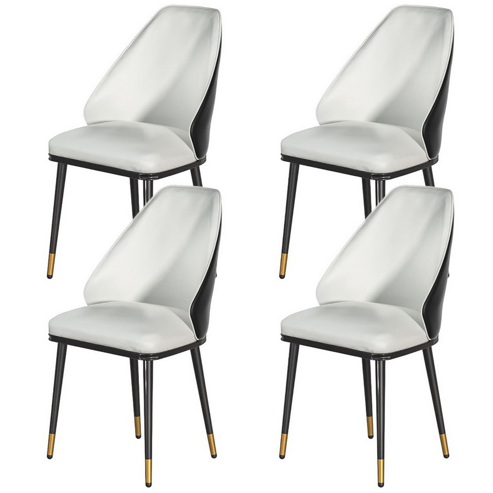 Artiss Set Of 4 Leather Seat Beige And Black Dining Chairs