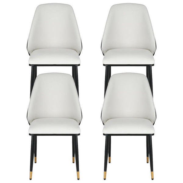 Artiss Set Of 4 Leather Seat Beige And Black Dining Chairs
