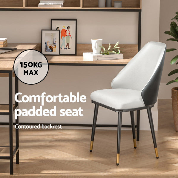 Artiss Set Of 4 Leather Seat Beige And Black Dining Chairs