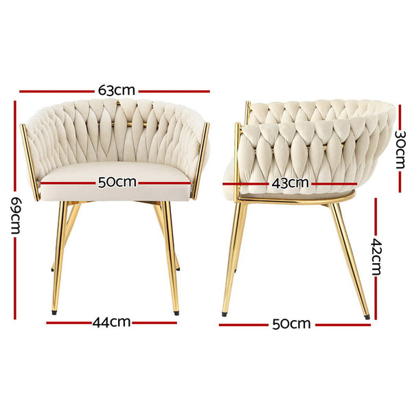 Artiss 1 Dining Chair Velvet Armchair Beige Dining Chairs