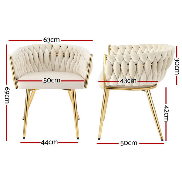 Artiss Velvet With Cushioned Back Support And Steel Legs Set Of 2 Dining Chairs