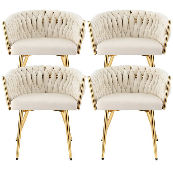 Artiss Velvet Set Of Four Beige Furniture Armchairs Dining Chairs