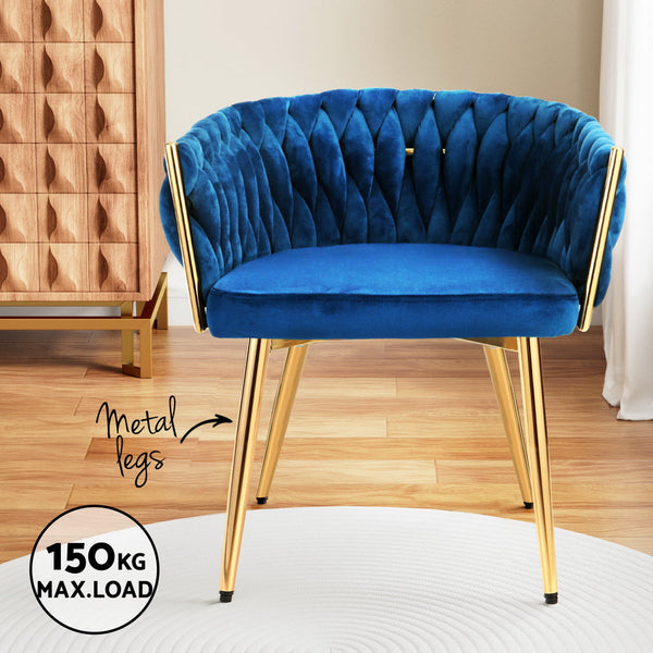 Artiss Of 2 Velvet Weaving Armchair Blue Dining Chairs