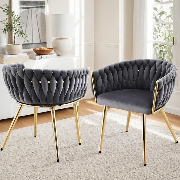 1 Set Of 2 Artiss Velvet Armchair Grey Dining Chairs