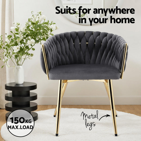 1 Set Of 4 Artiss Velvet Armchair Grey Dining Chairs