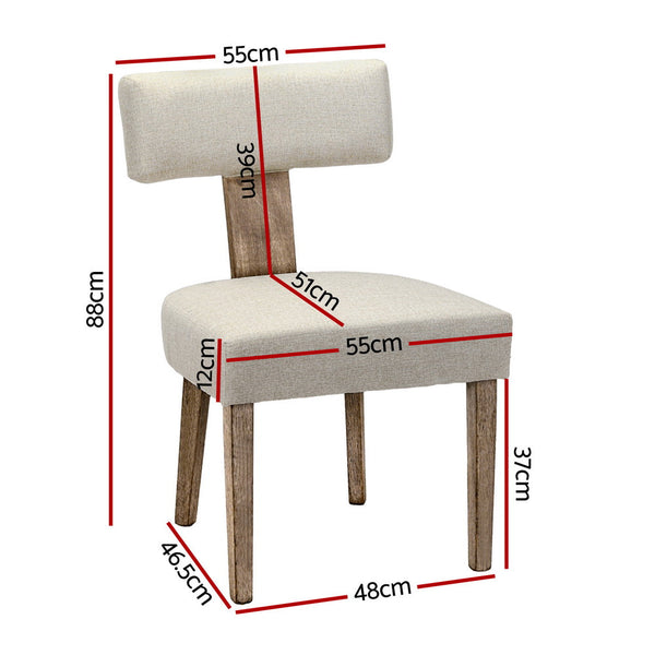 Artiss Set Of 2 Linen Fabric Beige Dining Chairs