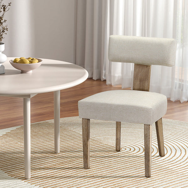 Artiss Set Of 2 Linen Fabric Beige Dining Chairs