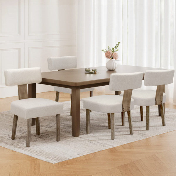 Artiss Set Of 4 Linen Fabric Wooden Beige Dining Chairs
