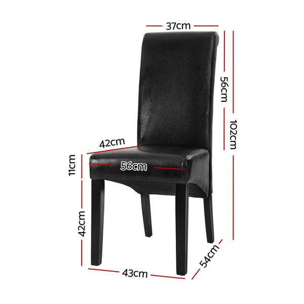 Artiss Set Of 2 Leather Parsons Black Dining Chairs