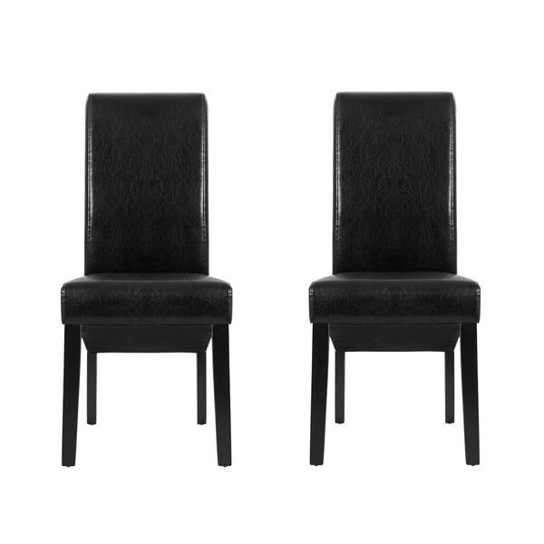 Artiss Set Of 2 Leather Parsons Black Dining Chairs