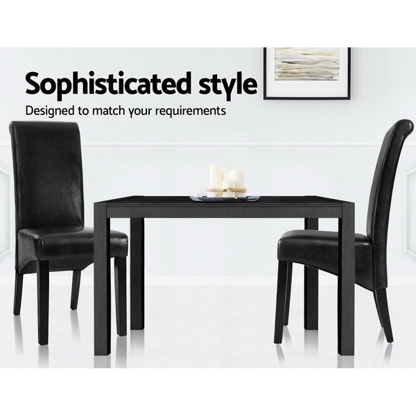 Artiss Set Of 2 Leather Parsons Black Dining Chairs