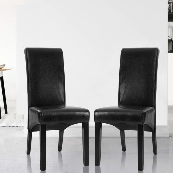 Artiss Set Of 2 Leather Parsons Black Dining Chairs