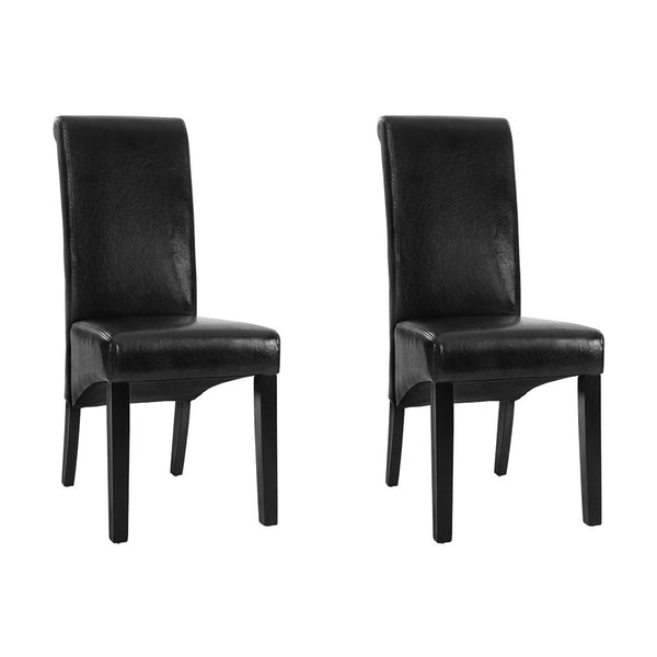 Artiss Set Of 2 Leather Parsons Black Dining Chairs