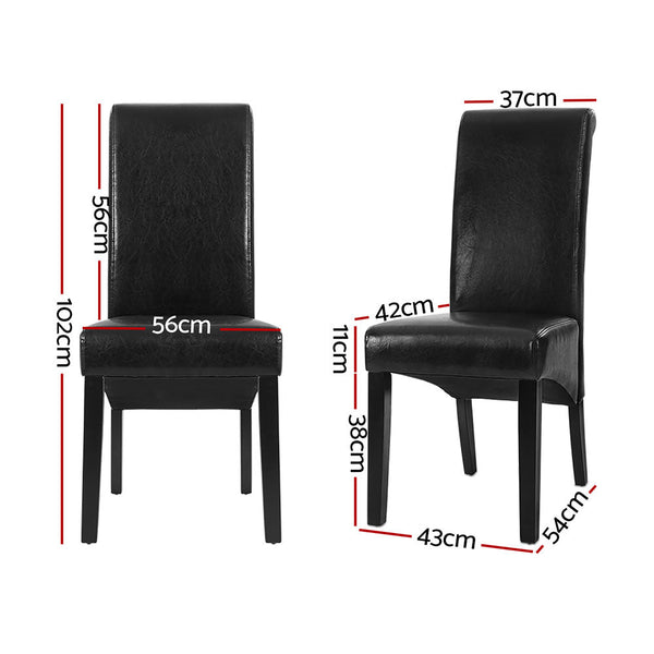 Artiss Black Leather Set Of 2 Furniture Dining Chairs