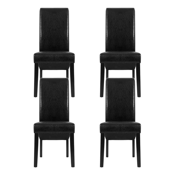 Artiss Black Leather Set Of 2 Furniture Dining Chairs