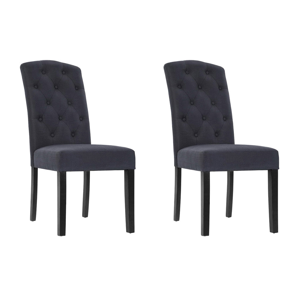 Artiss Set Of 2 Linen Parsons Chair Dark Grey Dining Chairs