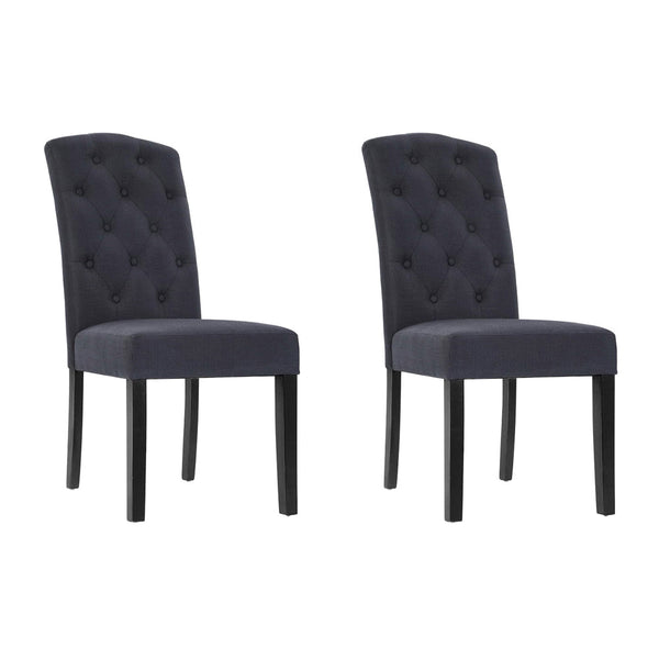 Artiss Set Of 2 Linen Parsons Chair Dark Grey Dining Chairs