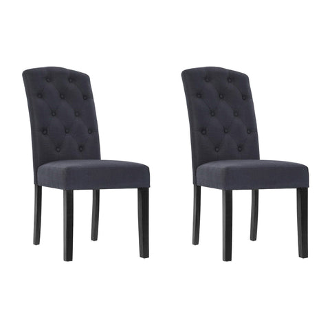 Artiss Set Of 2 Linen Parsons Chair Dark Grey Dining Chairs