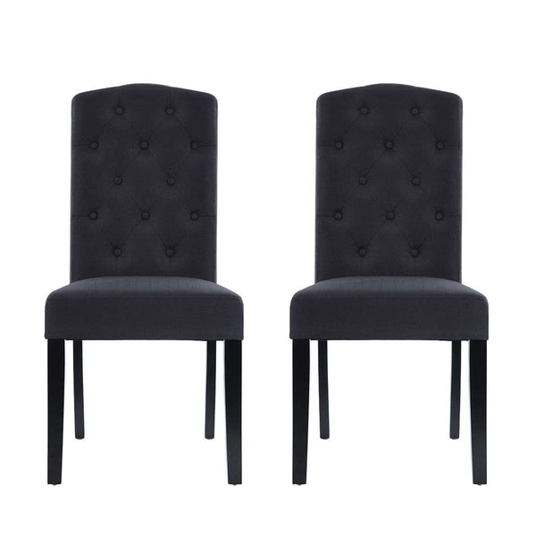 Artiss Set Of 2 Linen Parsons Chair Dark Grey Dining Chairs