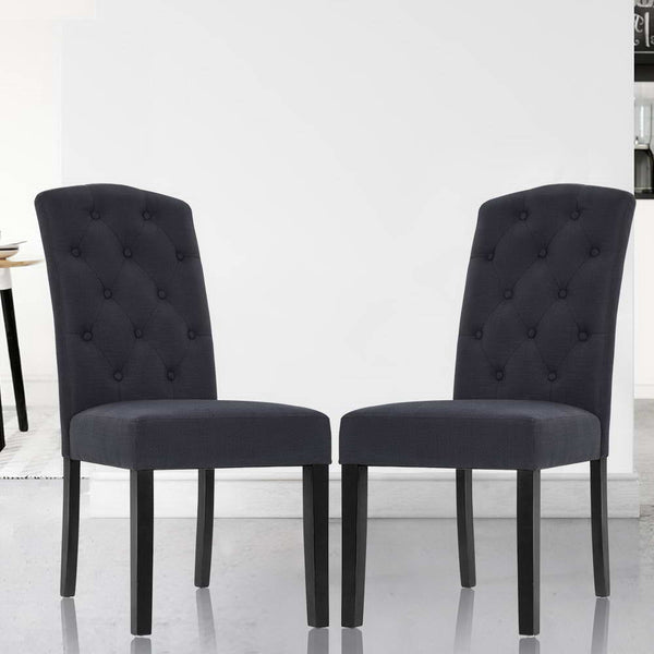 Artiss Set Of 2 Linen Parsons Chair Dark Grey Dining Chairs