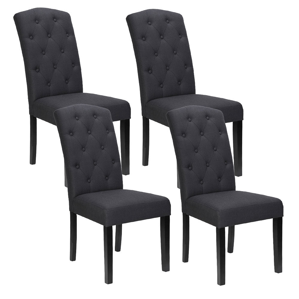 Artiss Linen Set Of Four Dark Grey Furniture For Home And Garden Dining Chairs