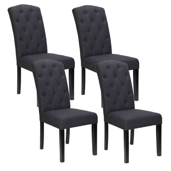 Artiss Linen Set Of Four Dark Grey Furniture For Home And Garden Dining Chairs