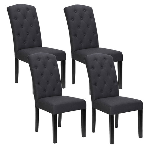Artiss Linen Set Of Four Dark Grey Furniture For Home And Garden Dining Chairs