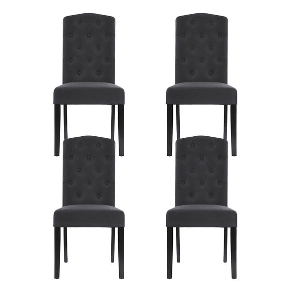 Artiss Linen Set Of Four Dark Grey Furniture For Home And Garden Dining Chairs