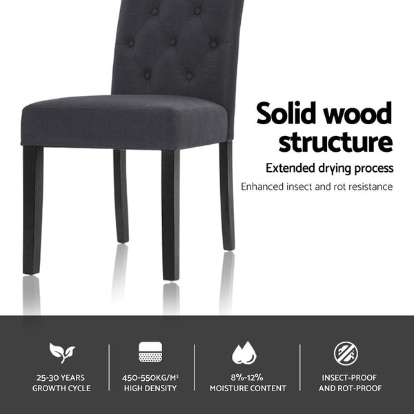 Artiss Linen Set Of Four Dark Grey Furniture For Home And Garden Dining Chairs