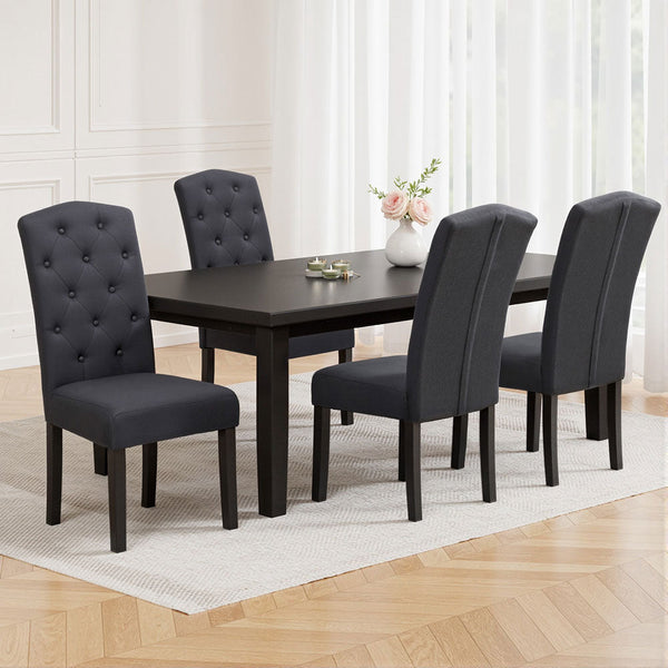 Artiss Linen Set Of Four Dark Grey Furniture For Home And Garden Dining Chairs