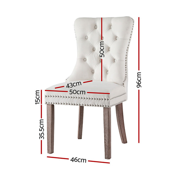 1 Set Of 4 Artiss Beige Velvet Dining Chairs