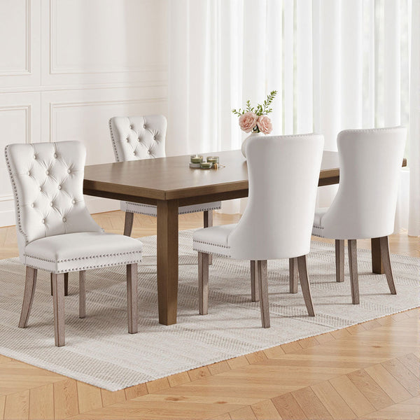 1 Set Of 4 Artiss Beige Velvet Dining Chairs