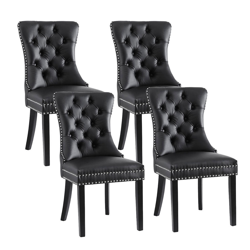Artiss Set Black Leather Furniture Dining Chairs