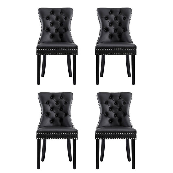 Artiss Set Black Leather Furniture Dining Chairs