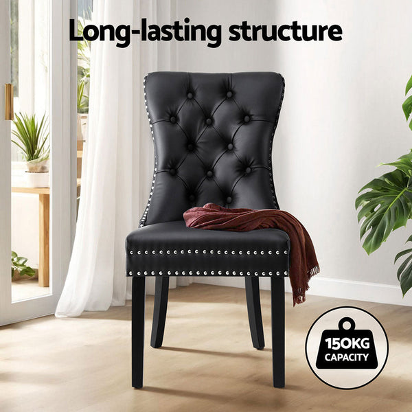 Artiss Set Black Leather Furniture Dining Chairs