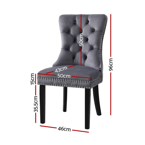 Artiss Grey Velvet Set Of Four Furniture For Home And Garden Dining Chairs