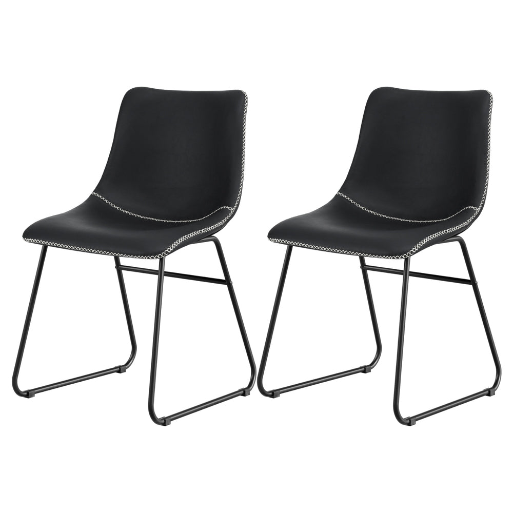 Artiss 2X Retro Pu Leather Kitchen Lounge Cafe Accent Chair Black Dining Chairs