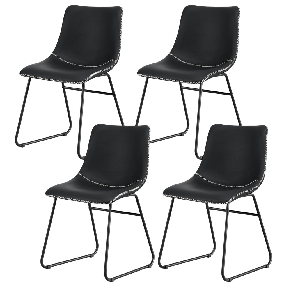 Artiss 4X Retro Pu Leather Kitchen Lounge Cafe Accent Chair Black Dining Chairs