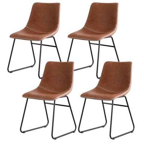 Artiss 4X Retro Pu Leather Kitchen Lounge Cafe Accent Chair Brown Dining Chairs